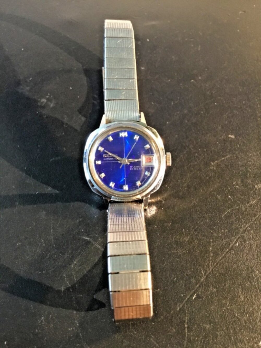 Seiko 2205-0449 Hi-Beat Women's= Automatic 17J =Blue= Date =Works!